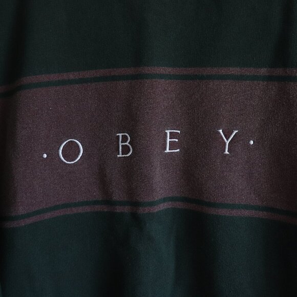 Obey Men's S Green‎ Crewneck Graphic Pullover Long Sleeve Fleece Stretch Sweater - Picture 7 of 13